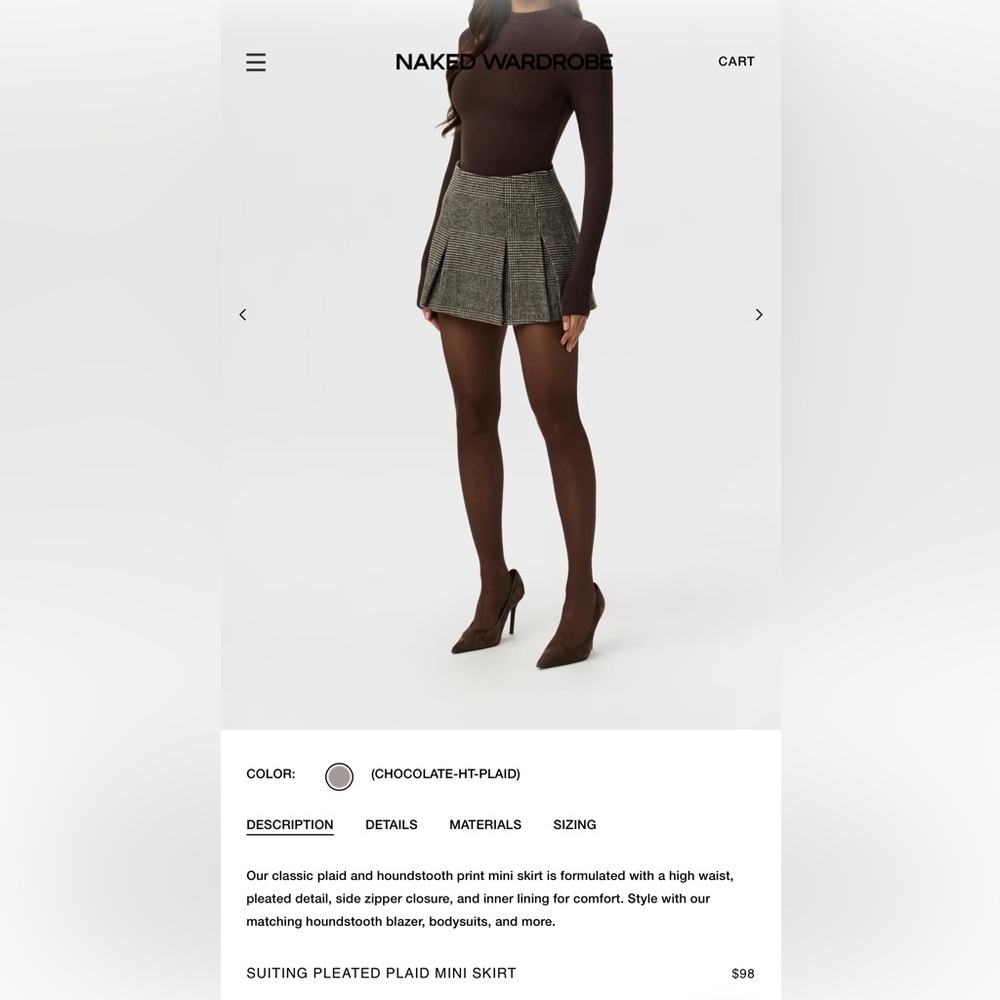 Naked wardrobe SUITING PLEATED PLAID MINI SKIRT